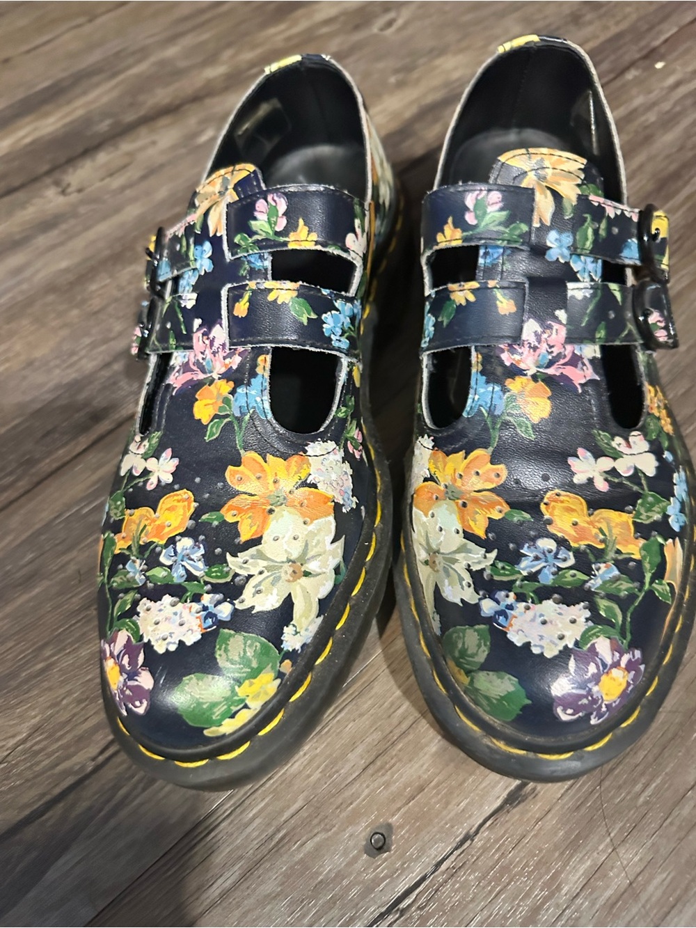 Women's Dr. Marten’s Floral Black Mary Jane Shoes